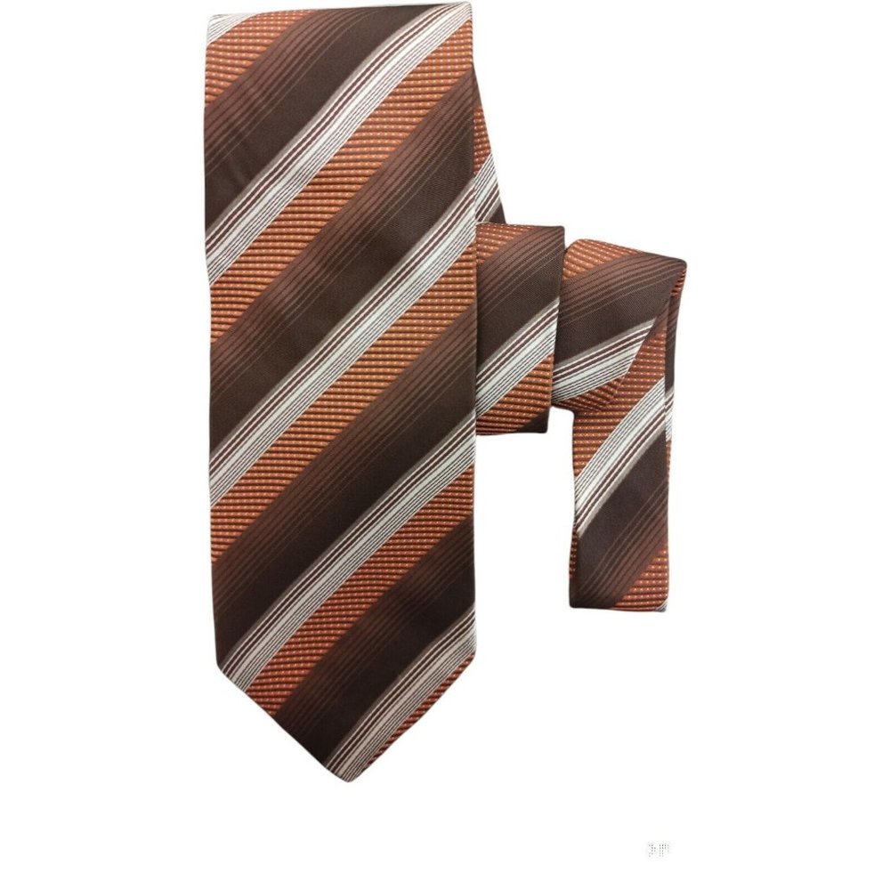 HUGO BOSS Brown Striped Silk Tie ITALY 58"/ 3.5" EC